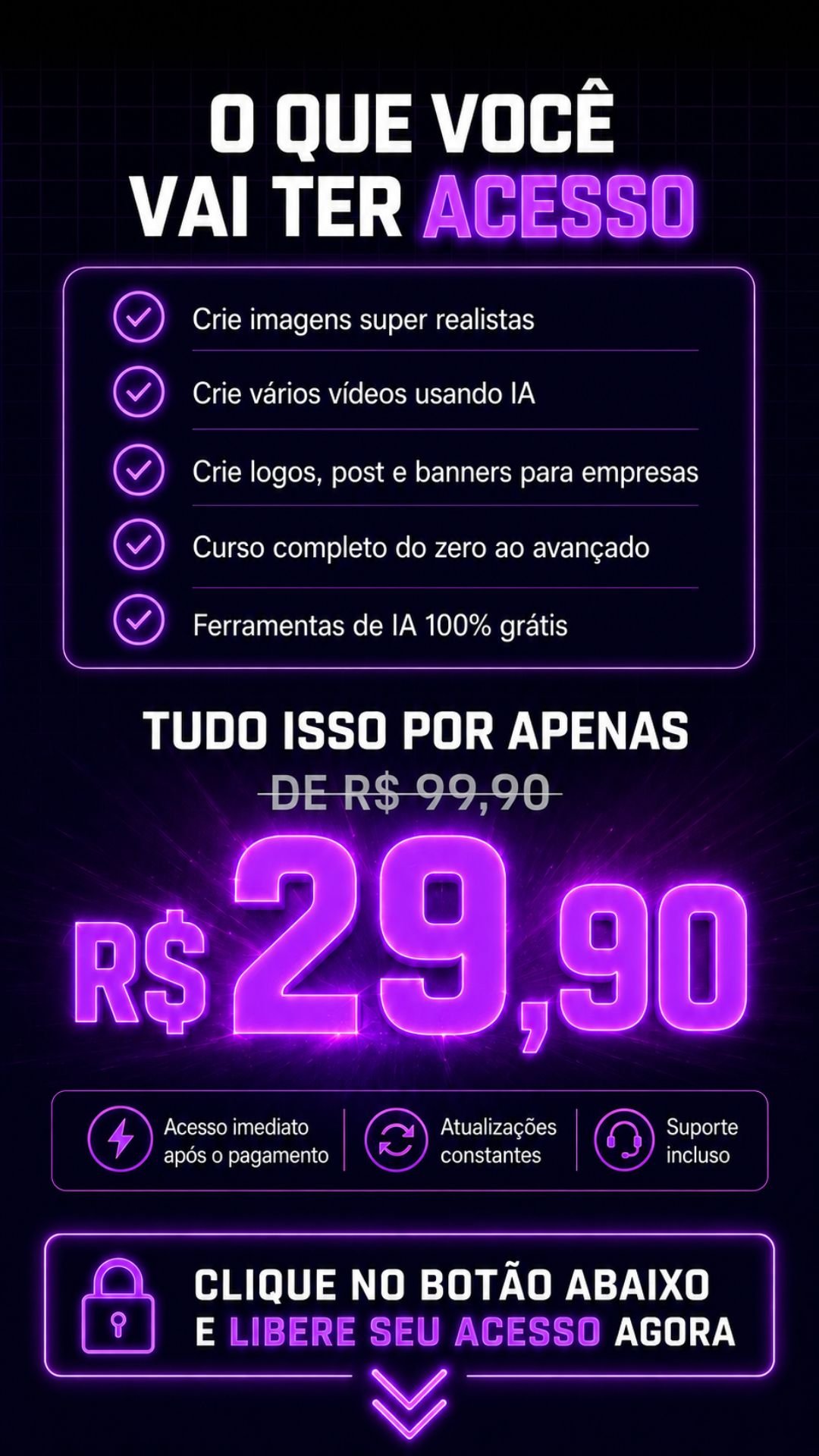 O que você vai ter acesso: curso completo do zero ao avançado por R$29,90